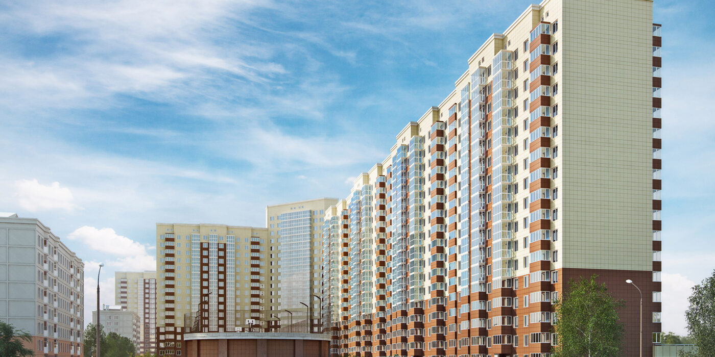 modern buildings with many windows